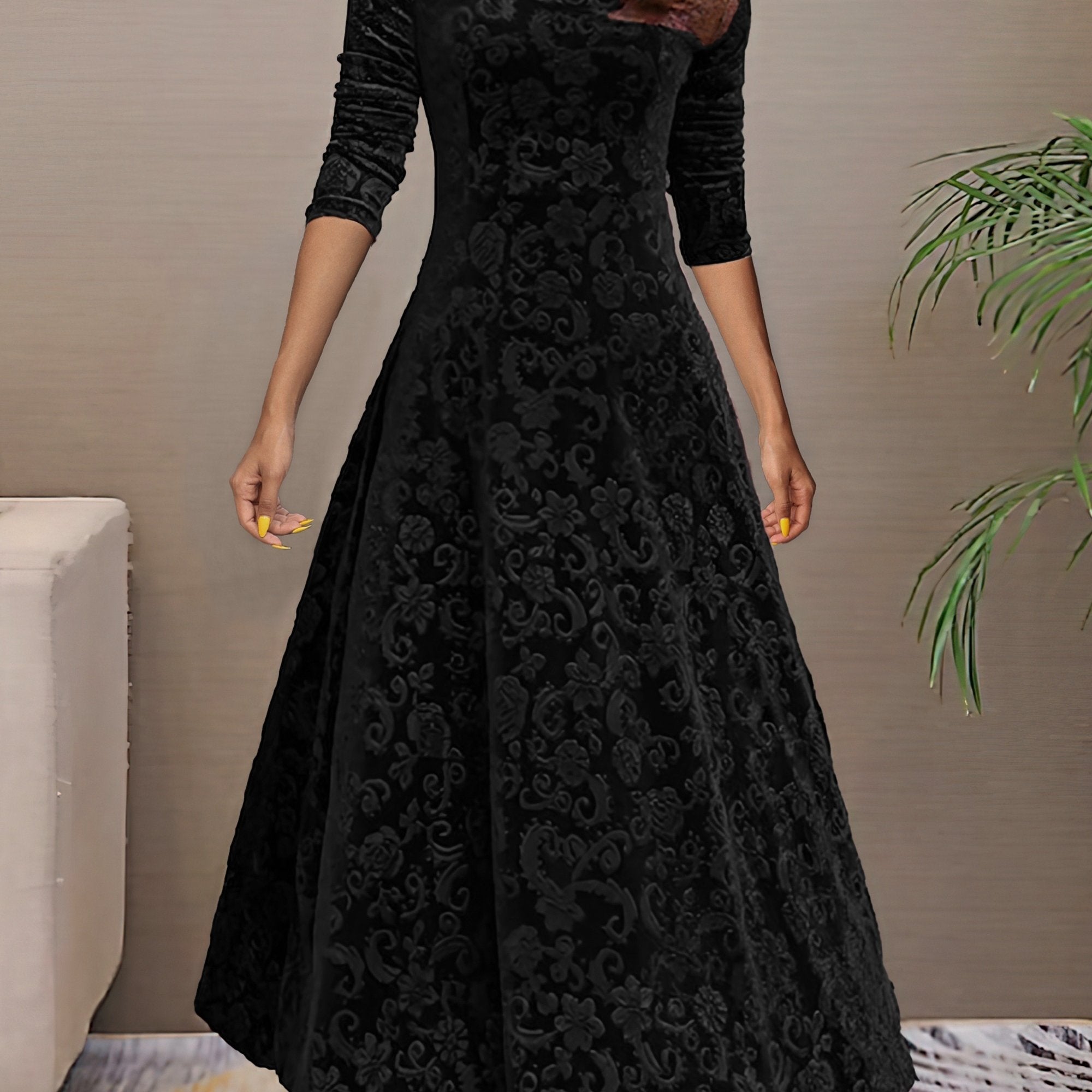 Melisande | Floral Velvet Dress