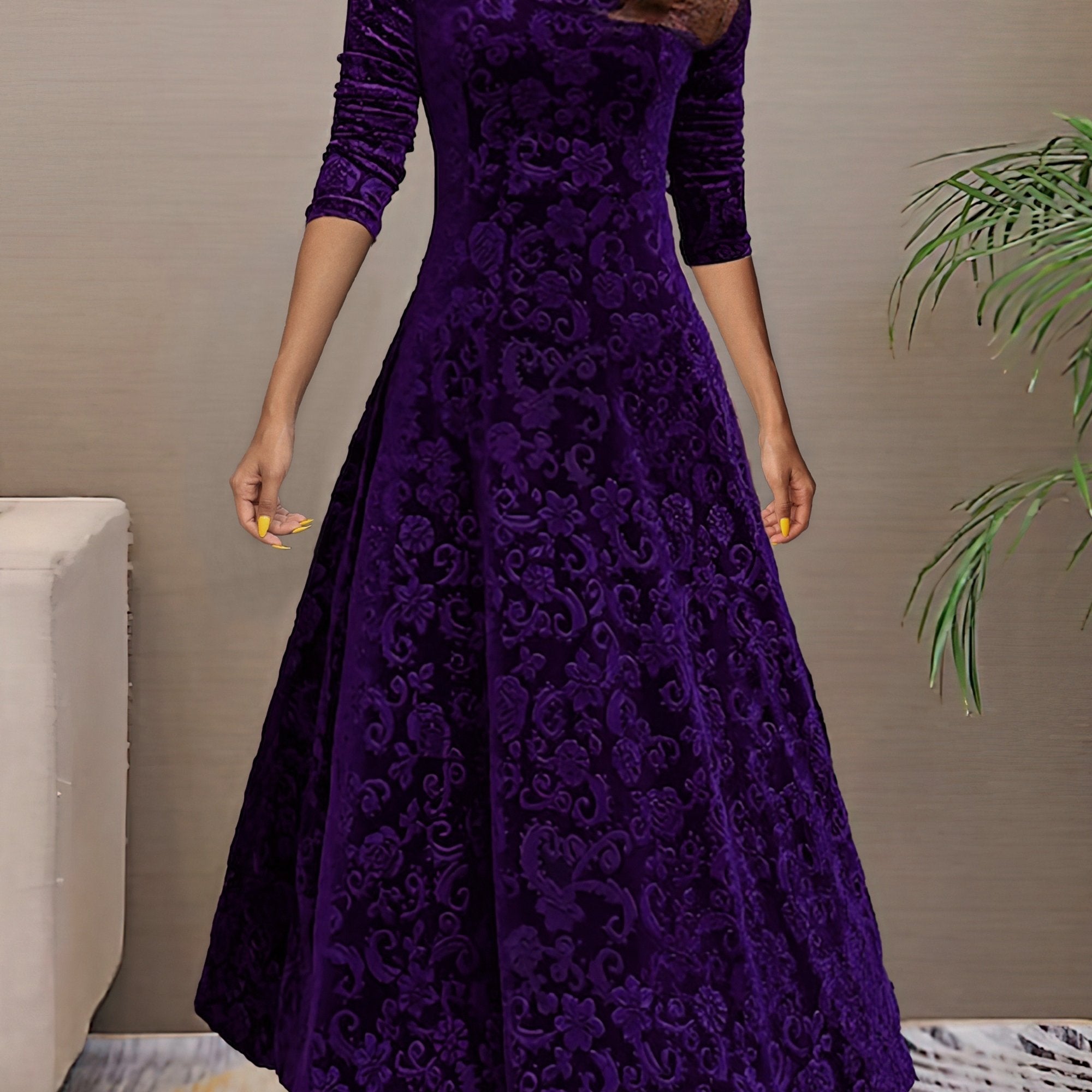 Melisande | Floral Velvet Dress
