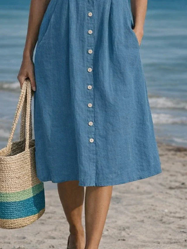 Barbara | Elegant Button Midi Dress