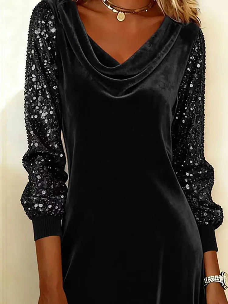 Aubrey | Velvet Sparkle Sleeve Dress