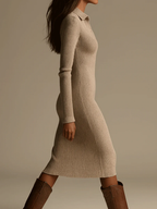 Marienne | Ribbed Polo Midi Dress