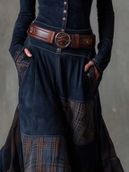 Avery™ Plaid Paneled Vintage Suede Maxi Dress