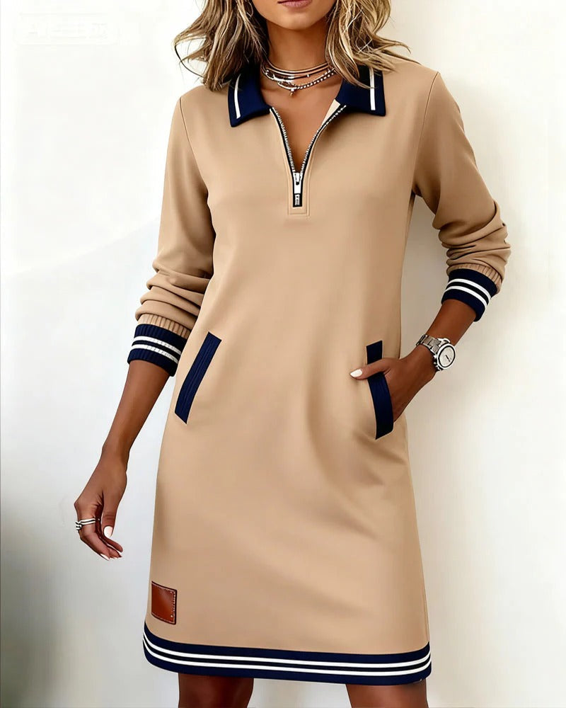 Sylvie | Chic Cotton Dress with Long Sleeves