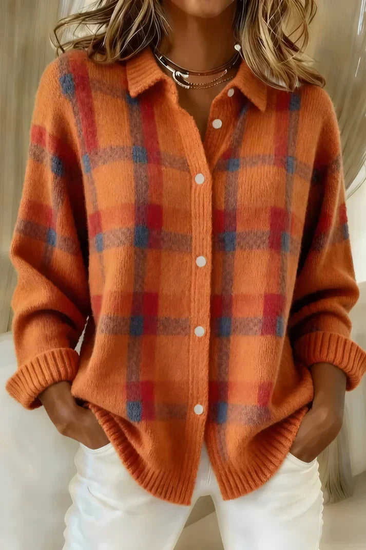 Denise | Plaid Knitted Cardigan
